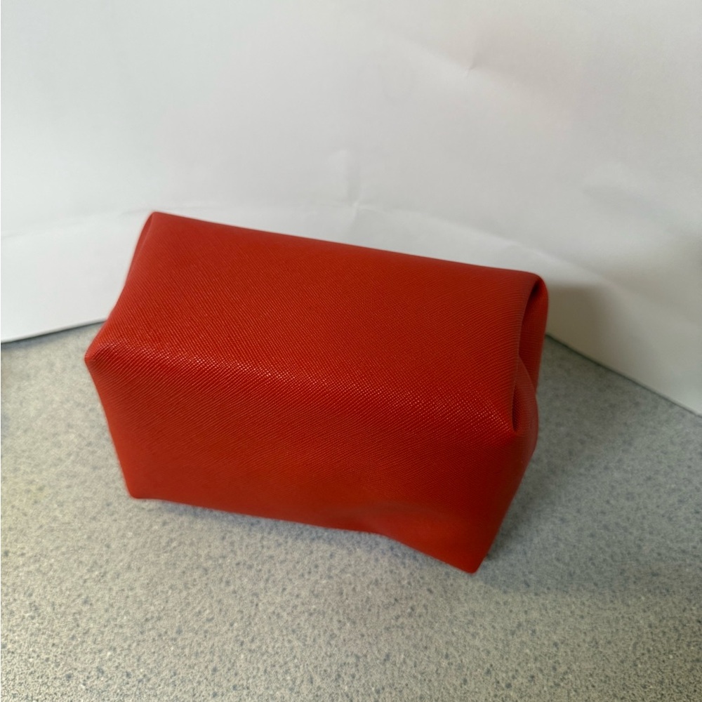 Red Rectangular Cosmetic Pouch with Gold Zipper - Picture 4 of 6